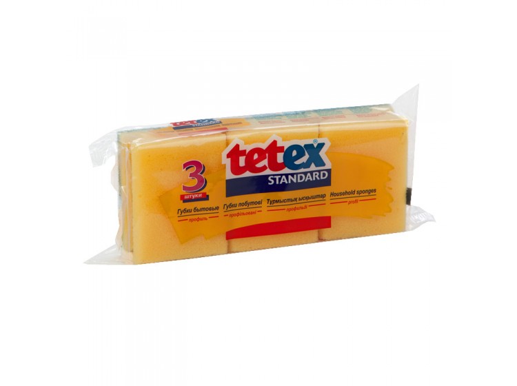 tetex Губки бытовые, профиль, 85*65*40мм, 3 шт/упак tetex Губки бытовые, профиль, 85*65*40мм, 3 шт/упак